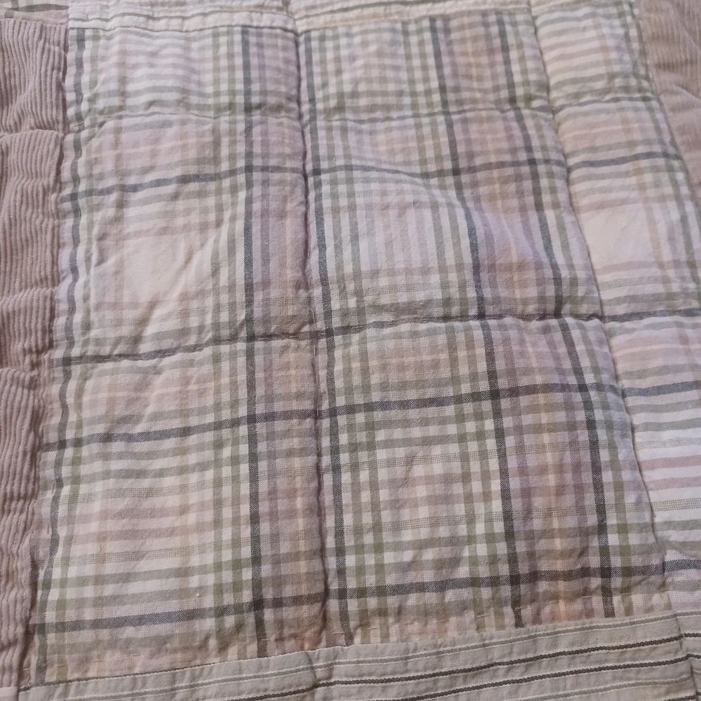 Vintage Woolrich Corduroy Pillow Sham Standard Patchwork Green/Yellow/Tan